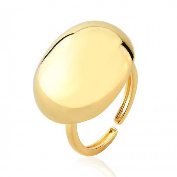 Anel esfera oval regulável folheado a ouro 18k