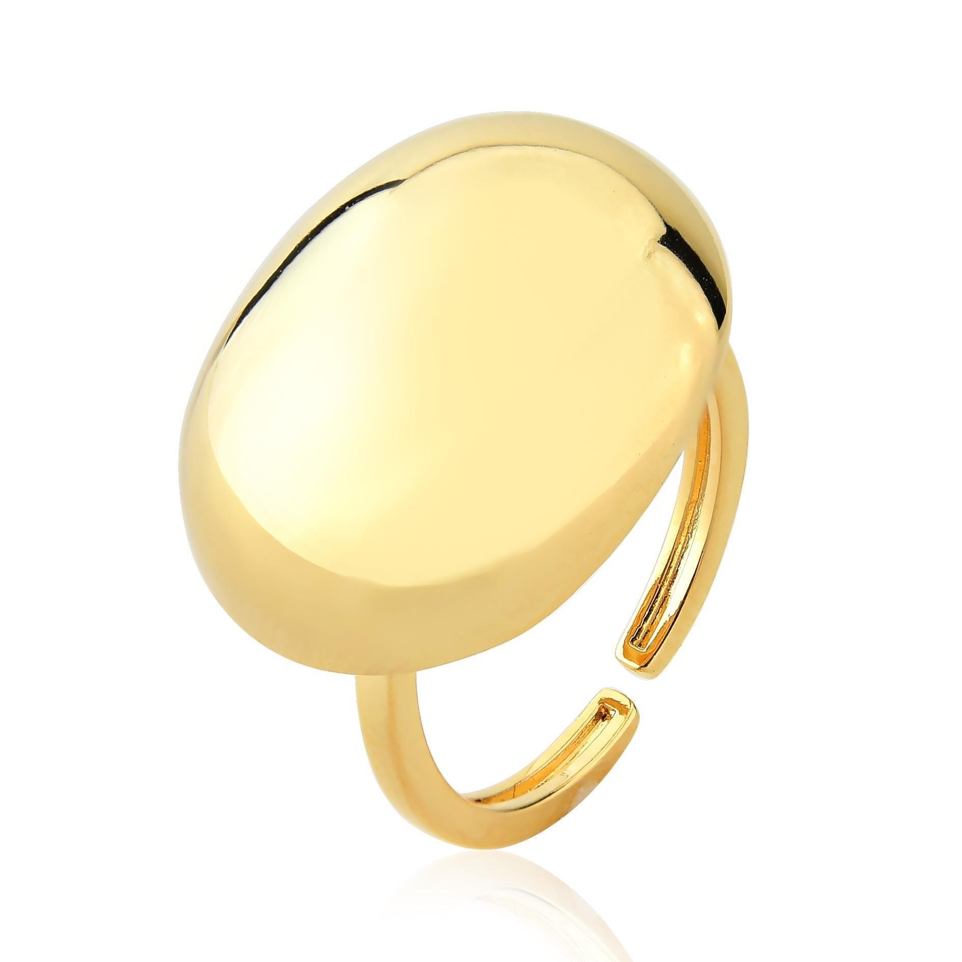 Anel esfera oval regulável folheado a ouro 18k