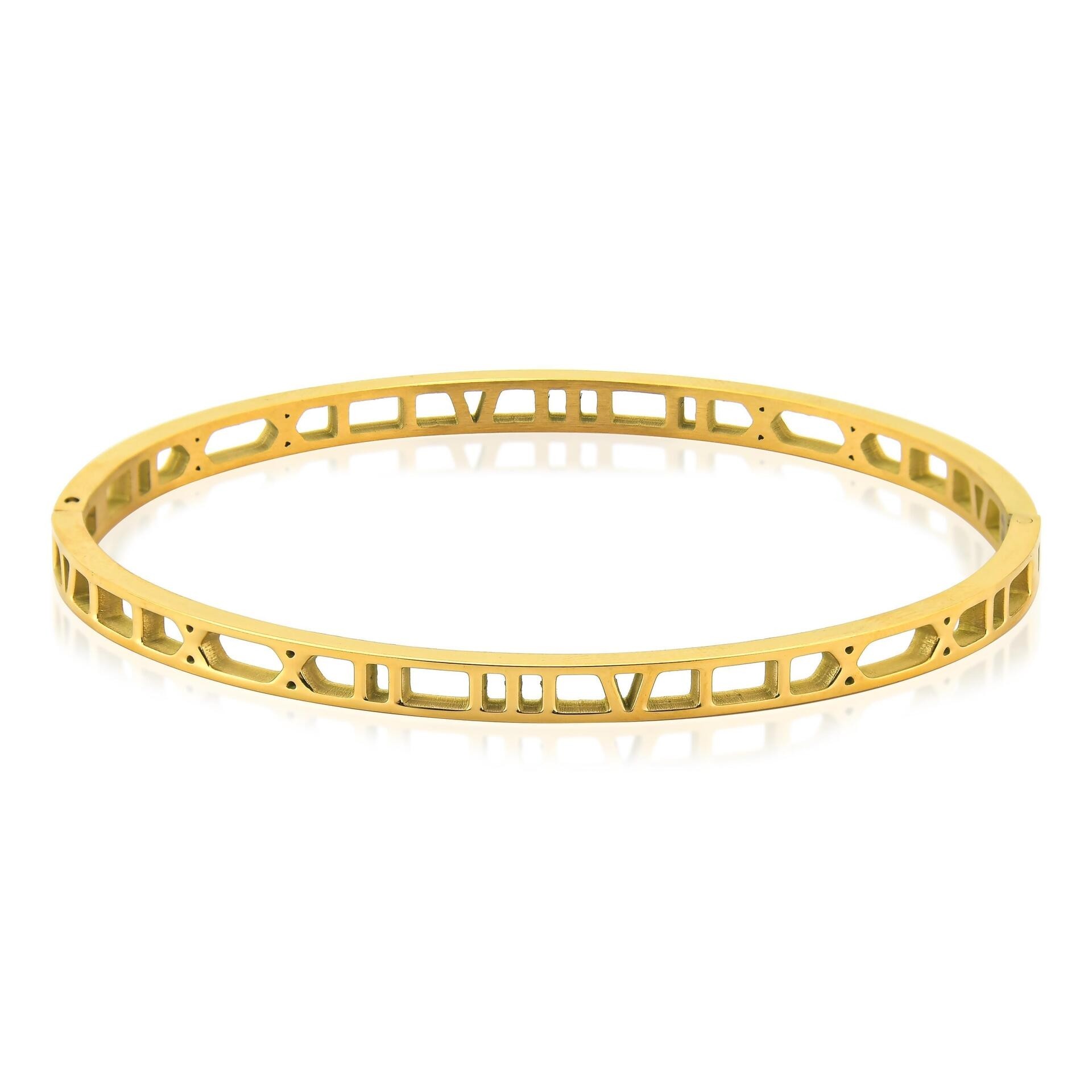 Bracelete inspired oval aço folheado a ouro 18k